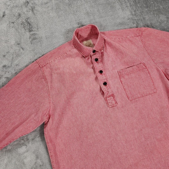 Wah Maker True West Shirt Mens Medium Red White Stripe Western Pullover USA - Picture 6 of 12